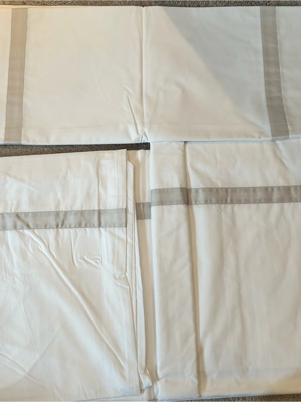 Maurizio White King Duvet Cover with Gray Trim - and King shams - made in Italy